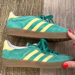Adidas Gazelle Women's Teal and Yellow Sneakers